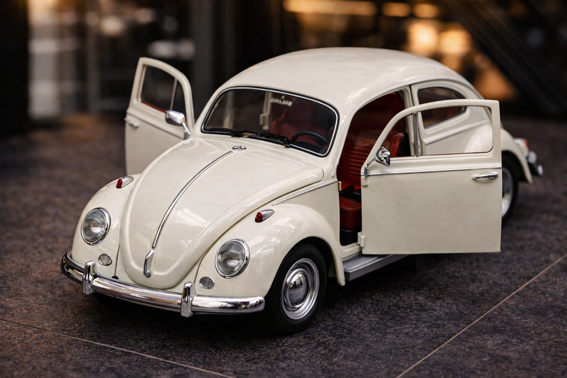 דגם רכב מתכתי Volkswagen Beetle קלאסי | חיפושית קלאסית מיניאטורית | בהדמיה לרכב אמיתי