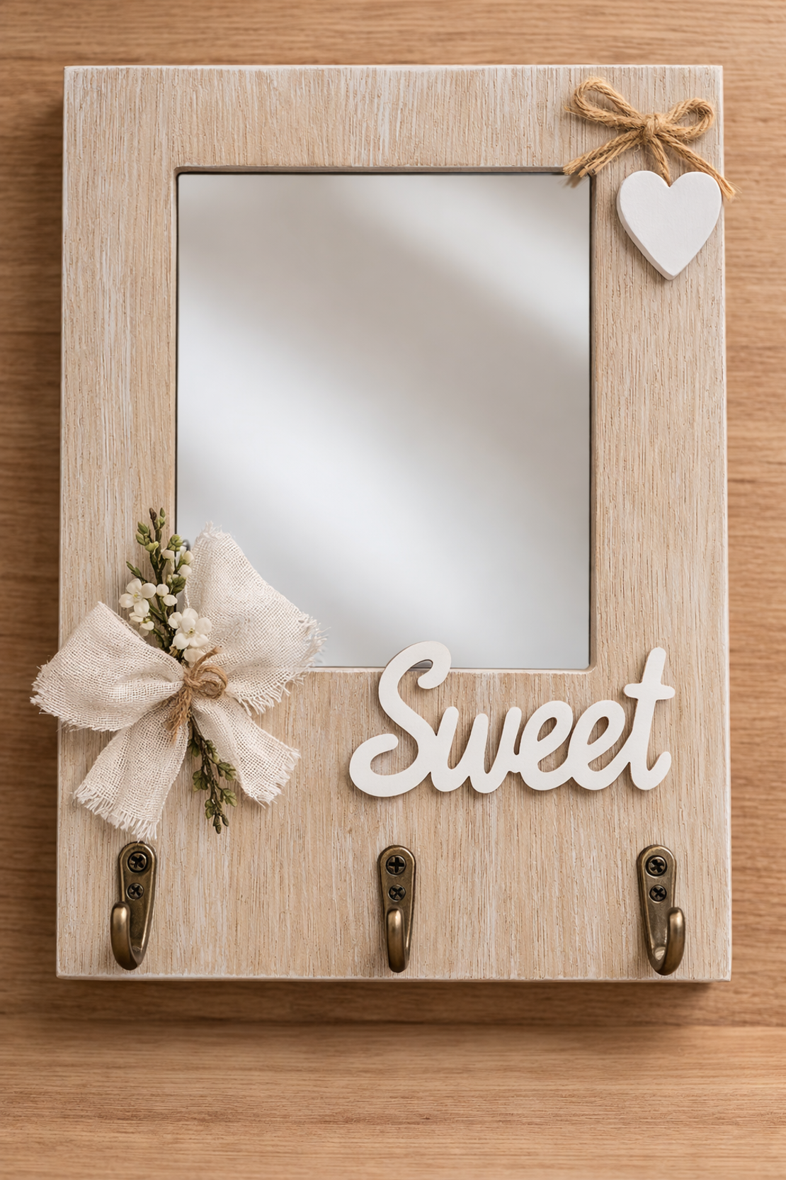 מתלה מפתחות עם מראה Sweet | מתלה מפתחות דקורטיבי לקיר