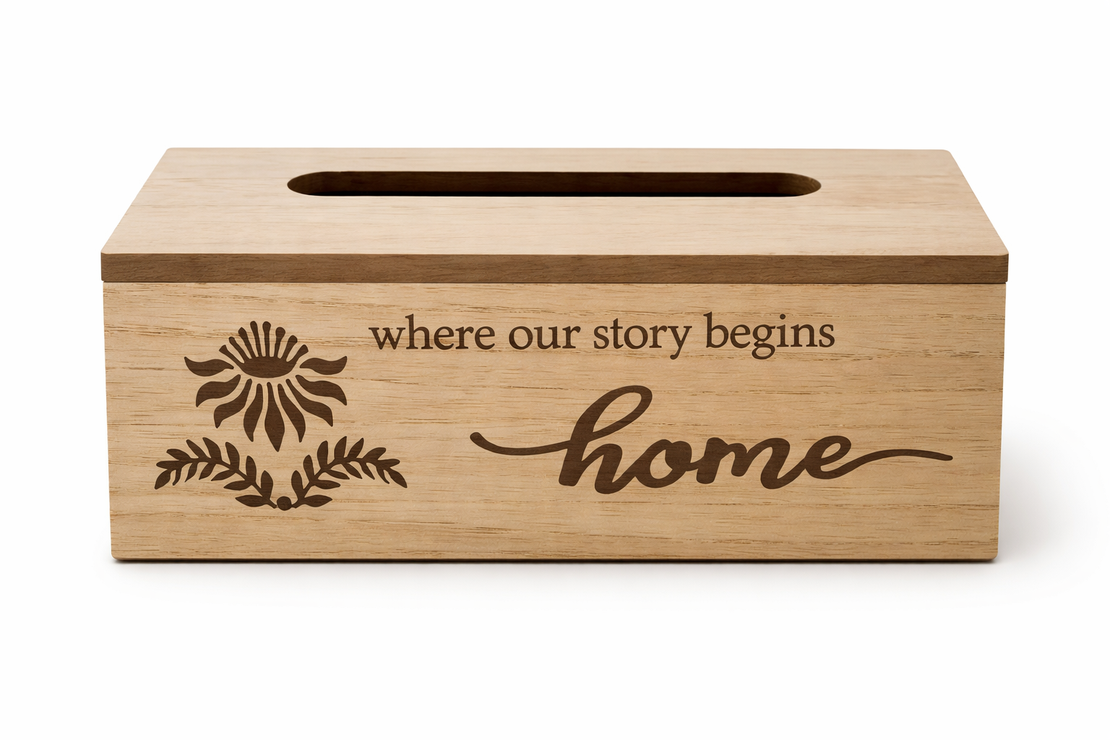 קופסת טישו מעוצבת דקורטיבית  לבית | קופסת טישו עם חריטה אישית