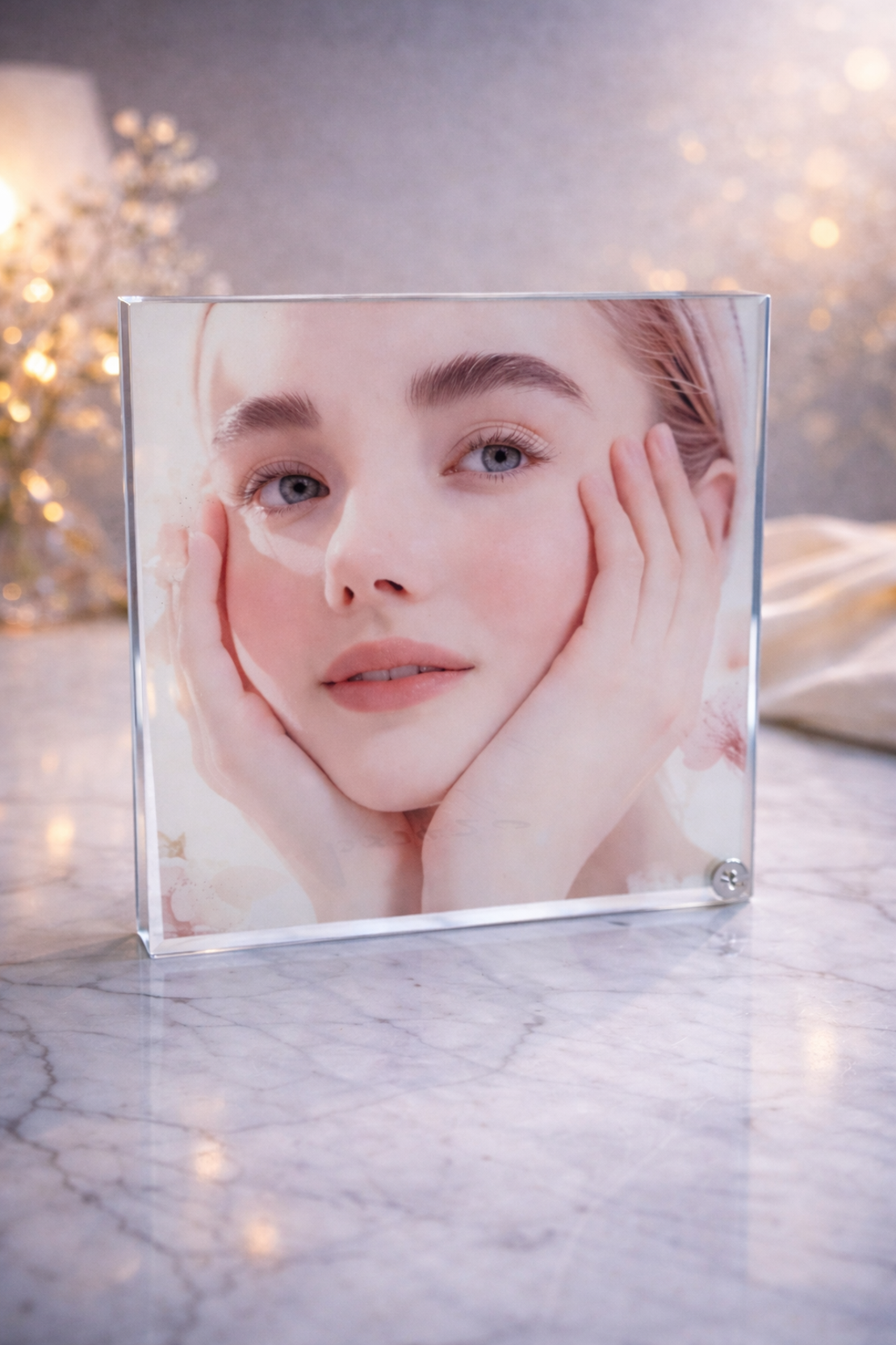 מסגרת זכוכית יוקרתית עם הדפסה אישית | מעמד תמונה קריסטלי