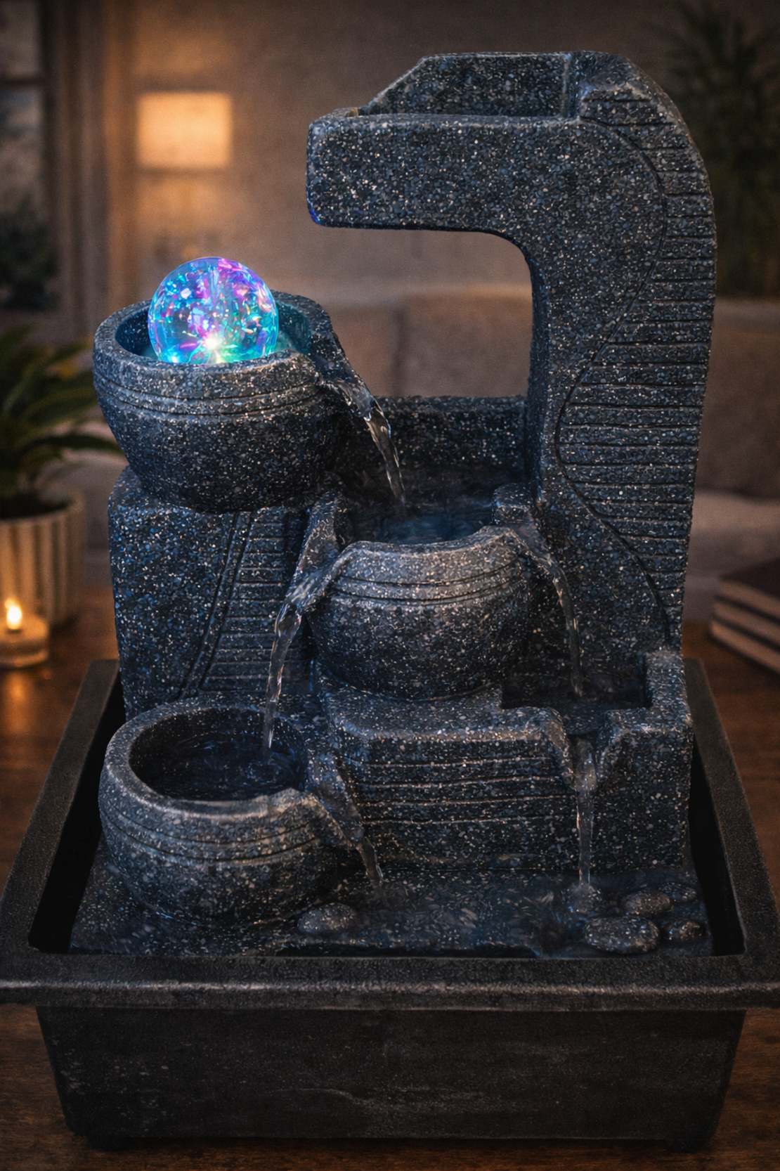 מזרקת מים שולחנית מודרנית עם מפל מים | שלווה בכל טיפה רגע של שקט. בכל מקום