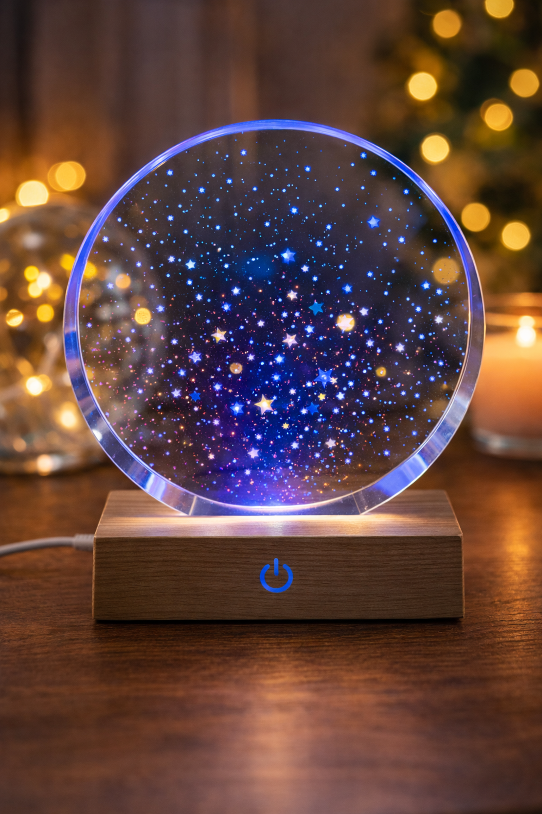 מנורת LED קריסטל עם אפקטים | מנורת לילה דקורטיבית - גודל גדול