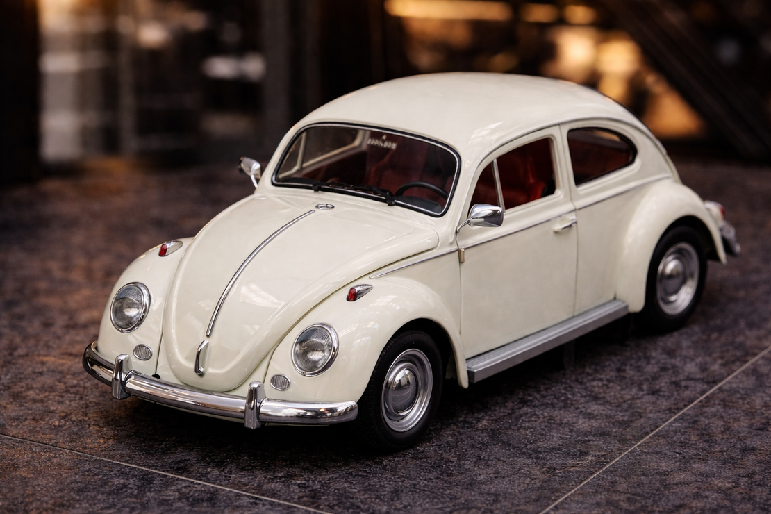 דגם רכב מתכתי Volkswagen Beetle קלאסי | חיפושית קלאסית מיניאטורית | בהדמיה לרכב אמיתי
