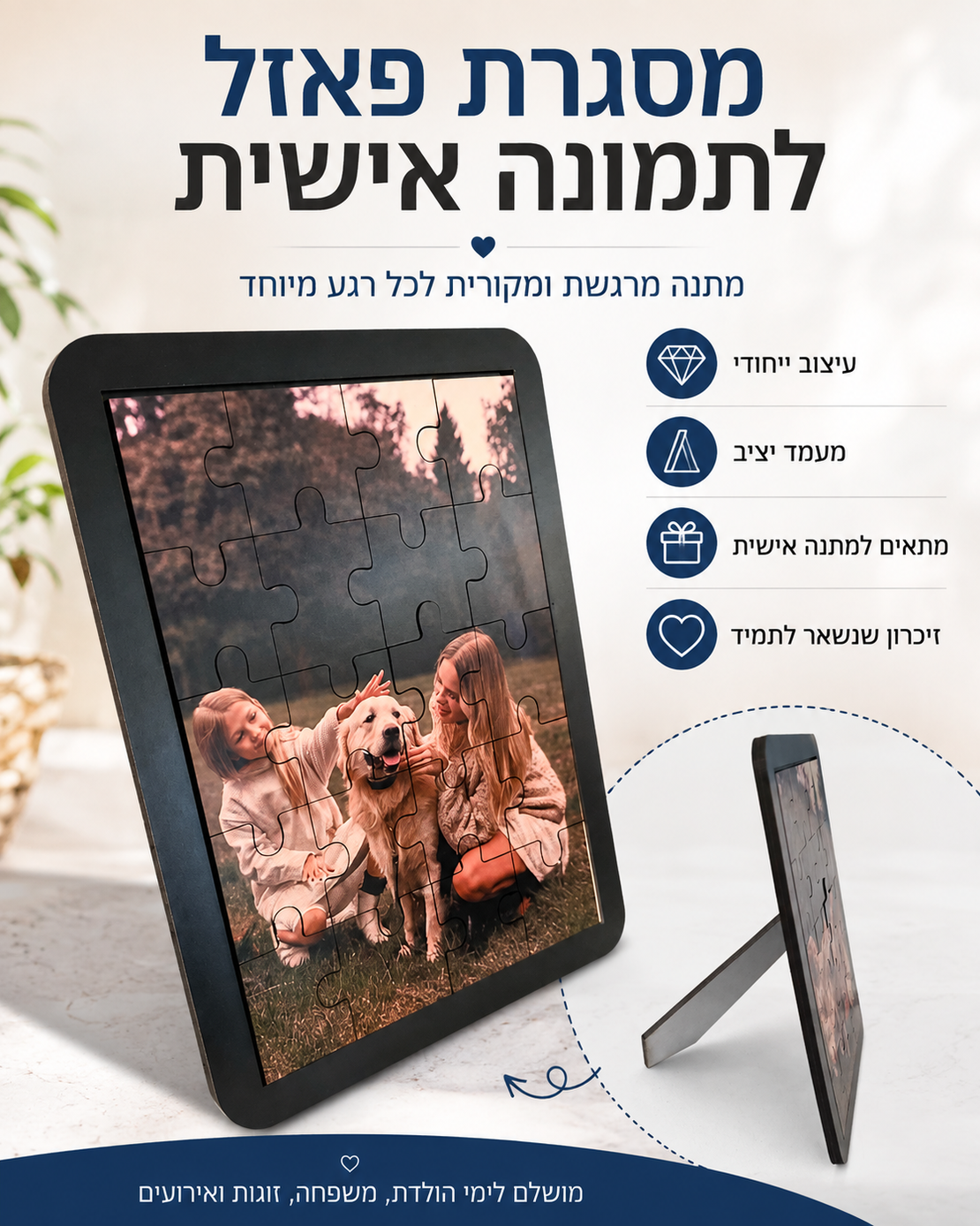 פאזל תמונה בהתאמה אישית | הדפסת תמונה על פאזל | מתנה מקורית