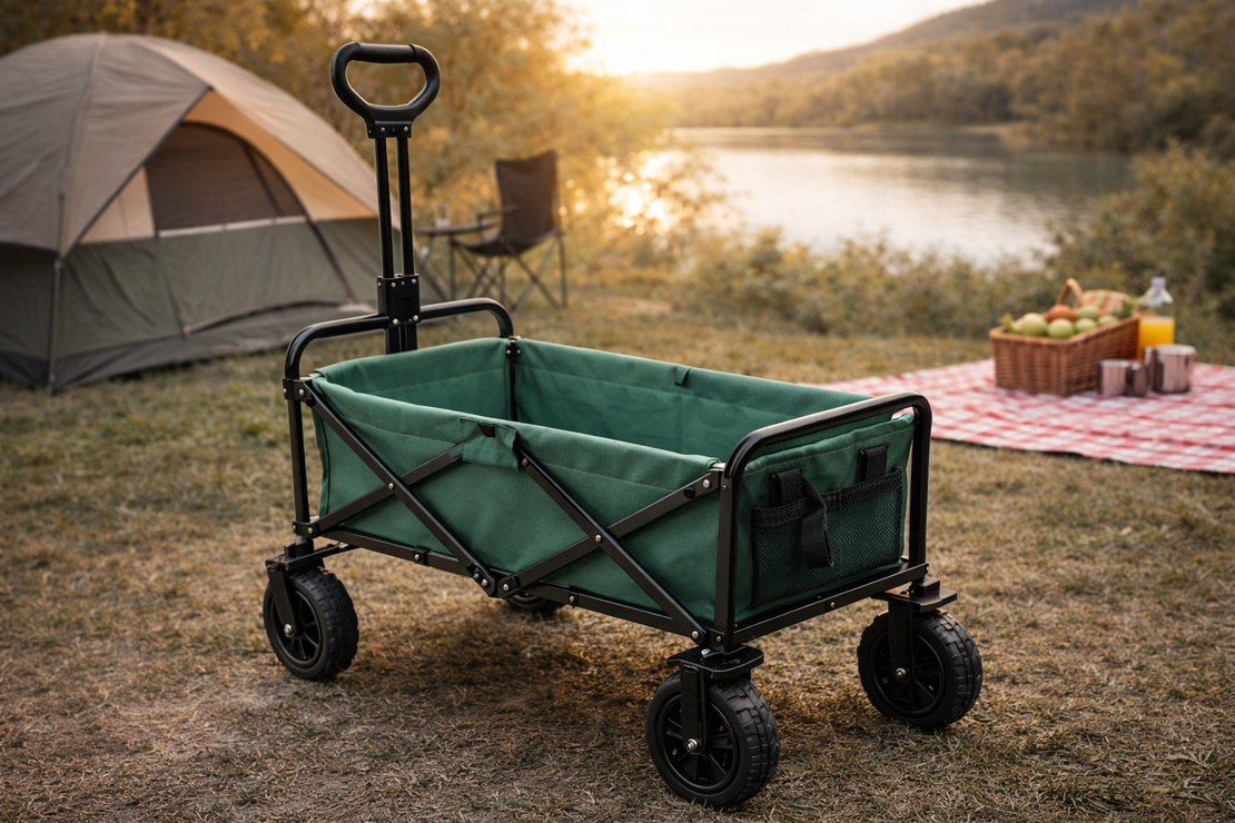 עגלת קמפינג מתקפלת קומפקטית | עגלת נשיאה קטנה לטיולים, קניות וחוף הים