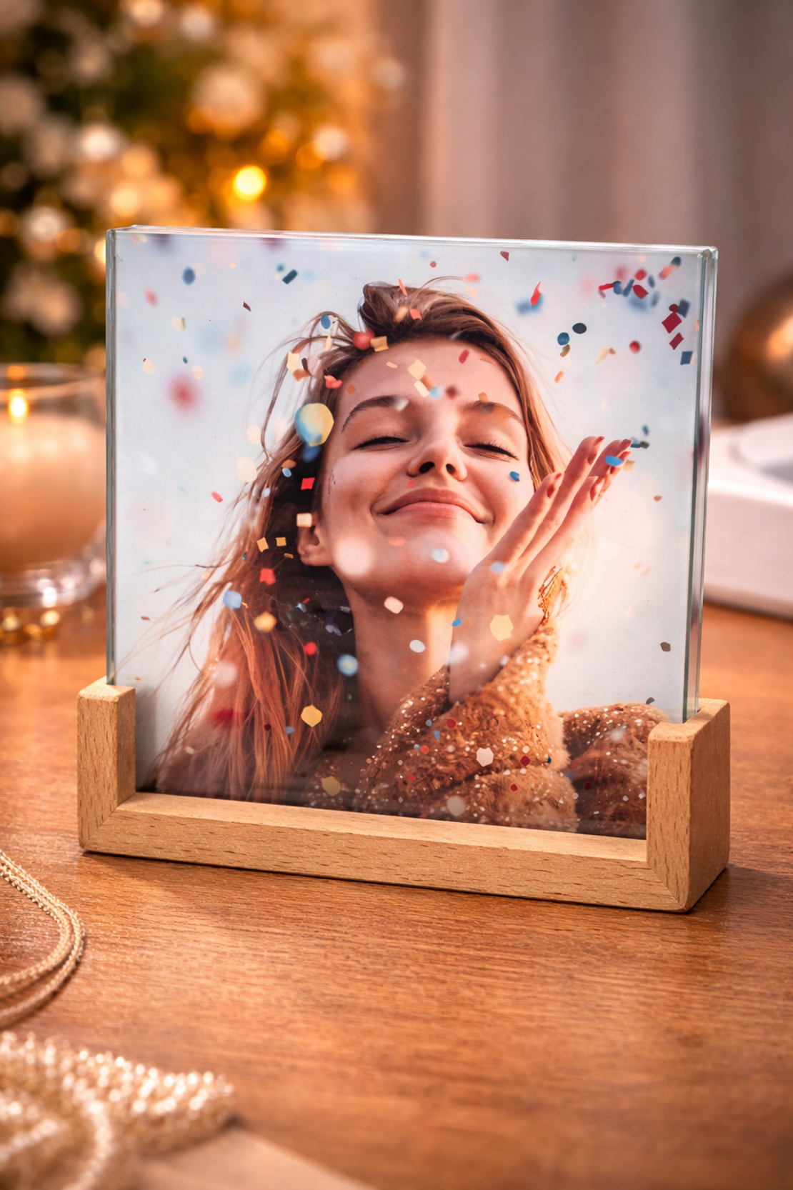 מסגרת תמונה מזכוכית עם הדפסה אישית | מתנה בעיצוב אישי