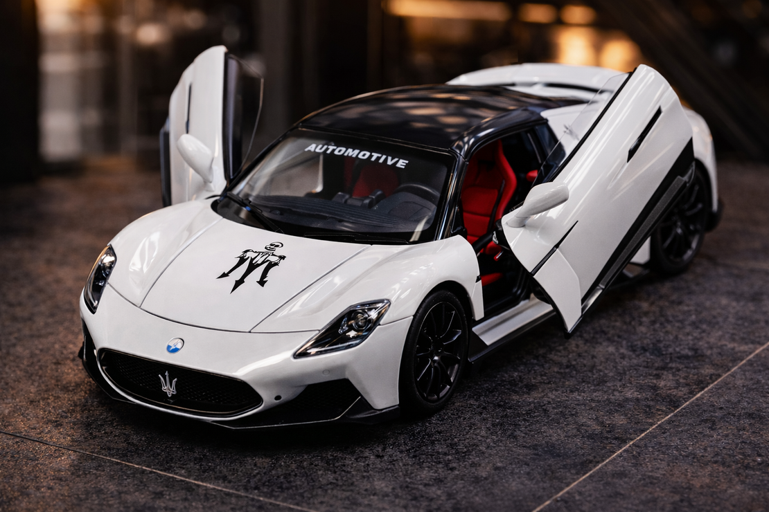 דגם רכב ספורט מתכתי Maserati | מכונית יוקרה מיניאטורית | בהדמיה לרכב אמיתי