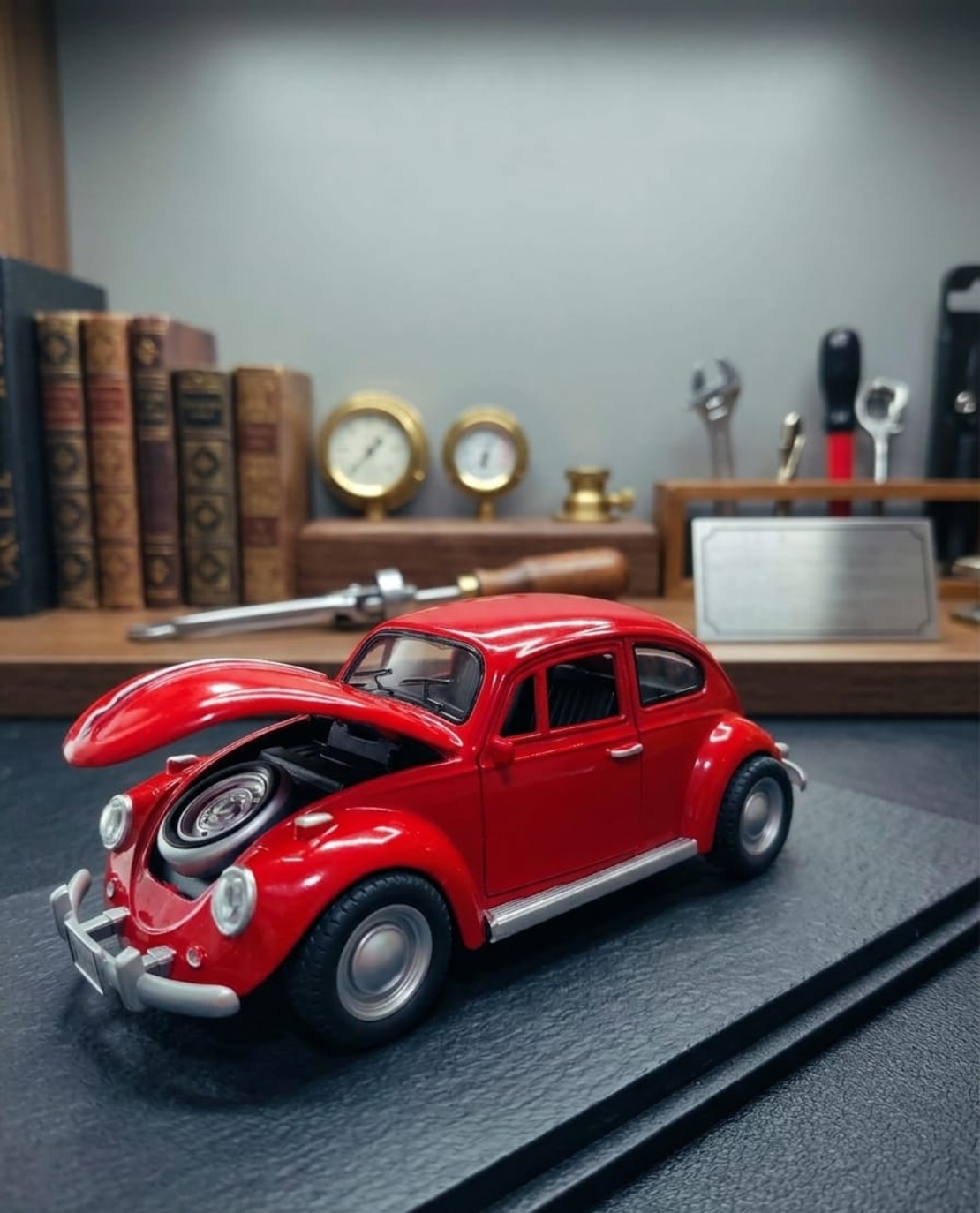 דגם רכב מתכתי לאספנים קלאסי | חיפושית קלאסית מיניאטורית | בהדמיה לרכב אמיתי