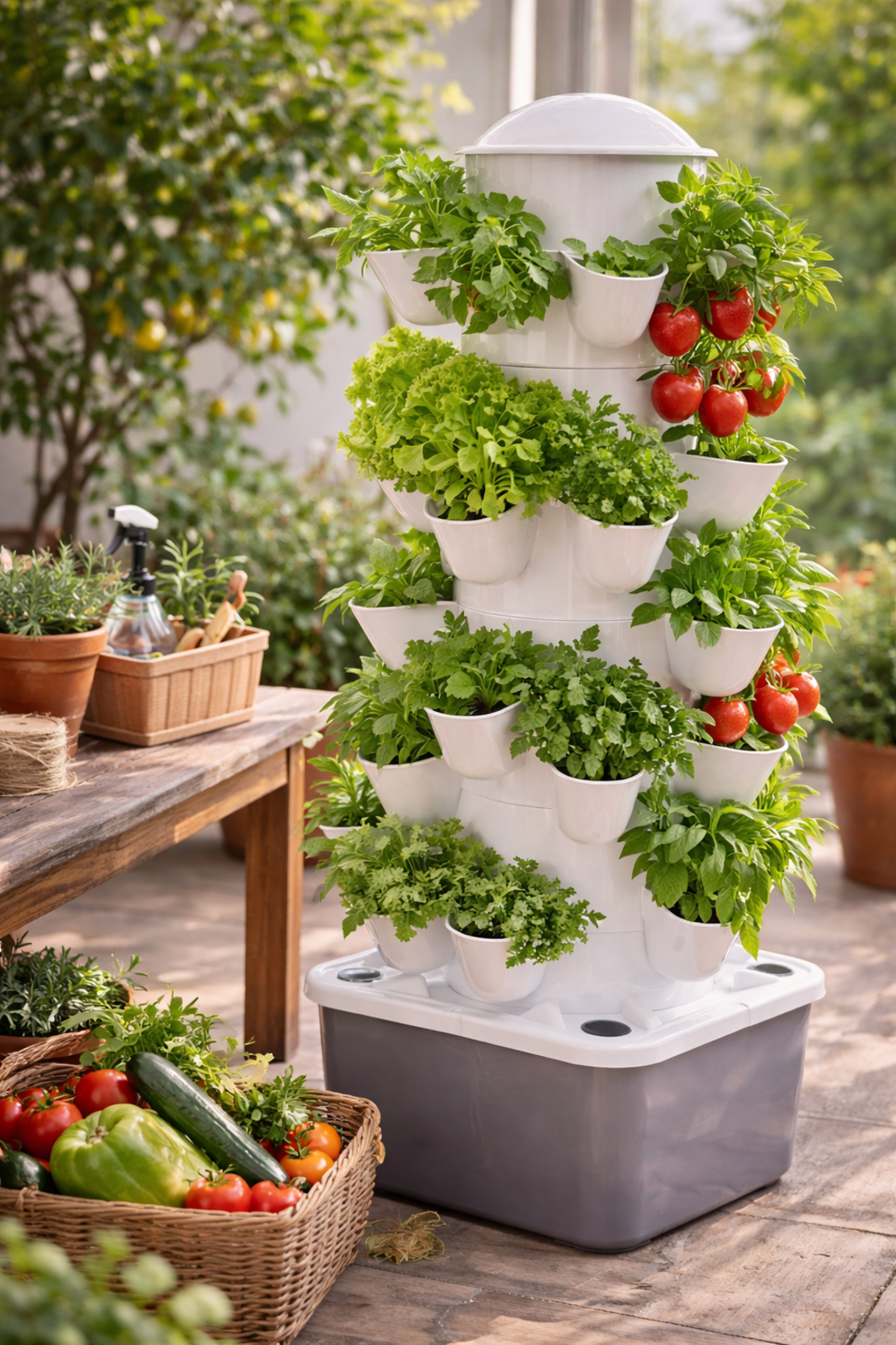 מערכת הידרופונית אנכית לגידול צמחים | מגדל גידול ביתי ללא אדמה - 7 קומות