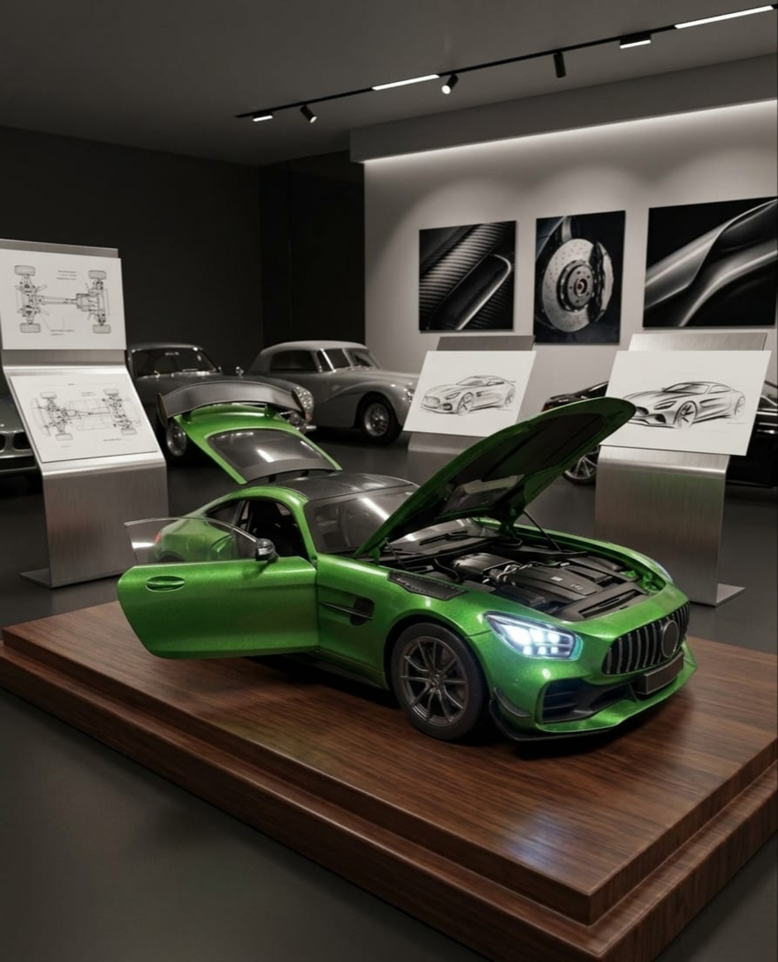 רכב ספורט מתכתי  בהדמיה לרכב אמיתי  | מכונית יוקרה מיניאטורית