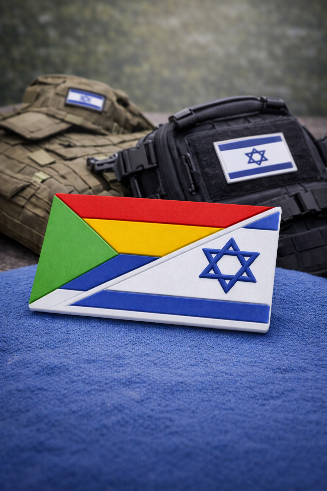 פאץ' דגל ישראל עם דגל העדה הדרוזית | פאץ' טקטי מגומי PVC לתיקים ומדים