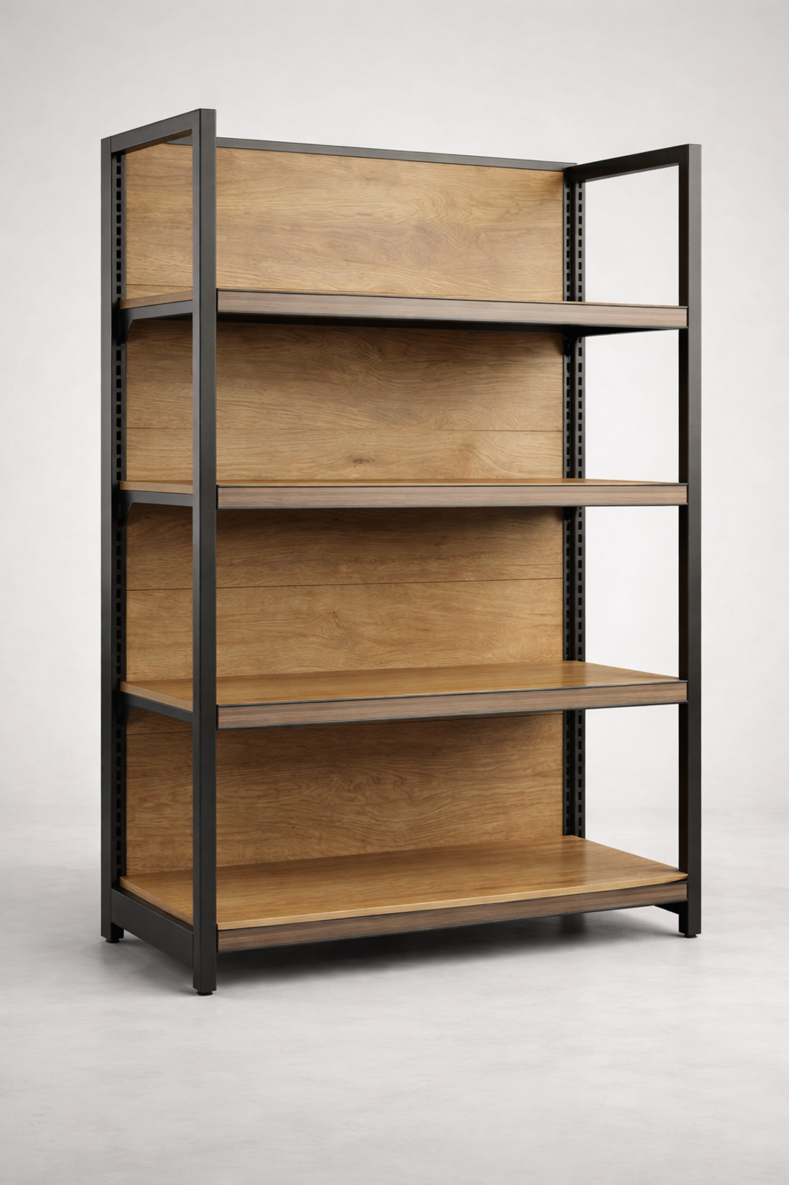 מדפים מתכת בגימור צבע תנור דמוי עץ  מידות: 100×40×190 ס