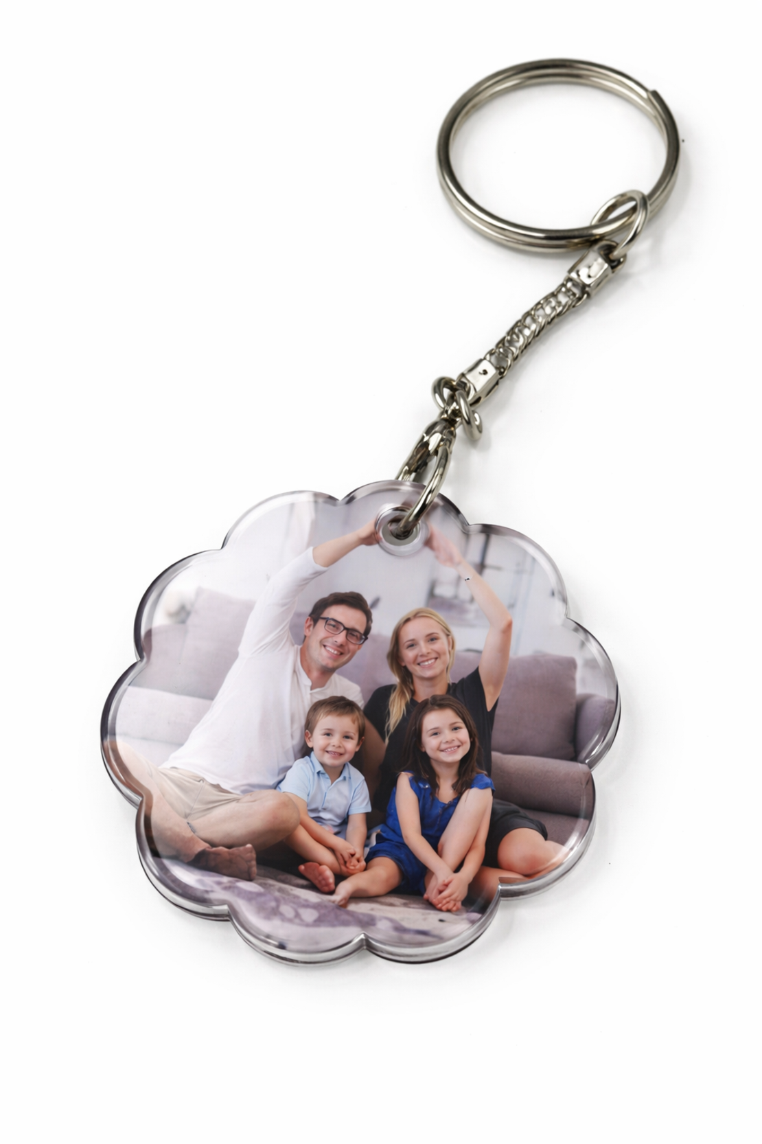 מחזיק מפתחות אקרילי עם תמונה אישית | מחזיק מפתחות בעיצוב פרח