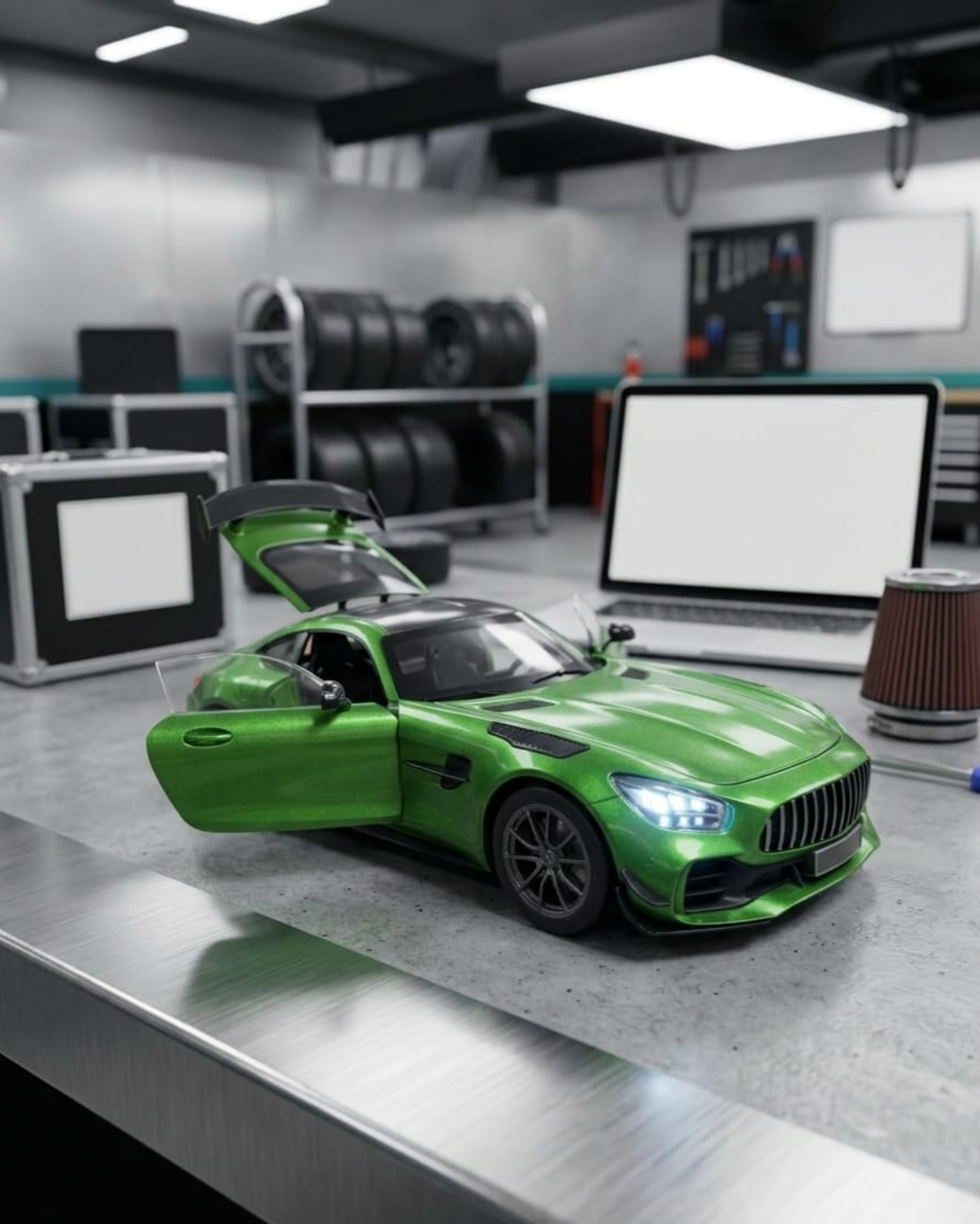 רכב ספורט מתכתי  בהדמיה לרכב אמיתי  | מכונית יוקרה מיניאטורית