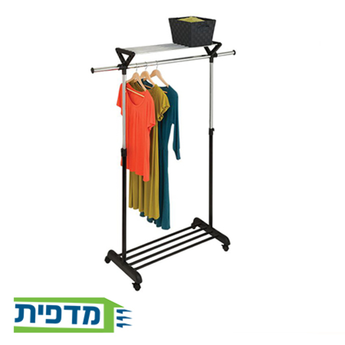 מתלה בגדים נייד + מדף