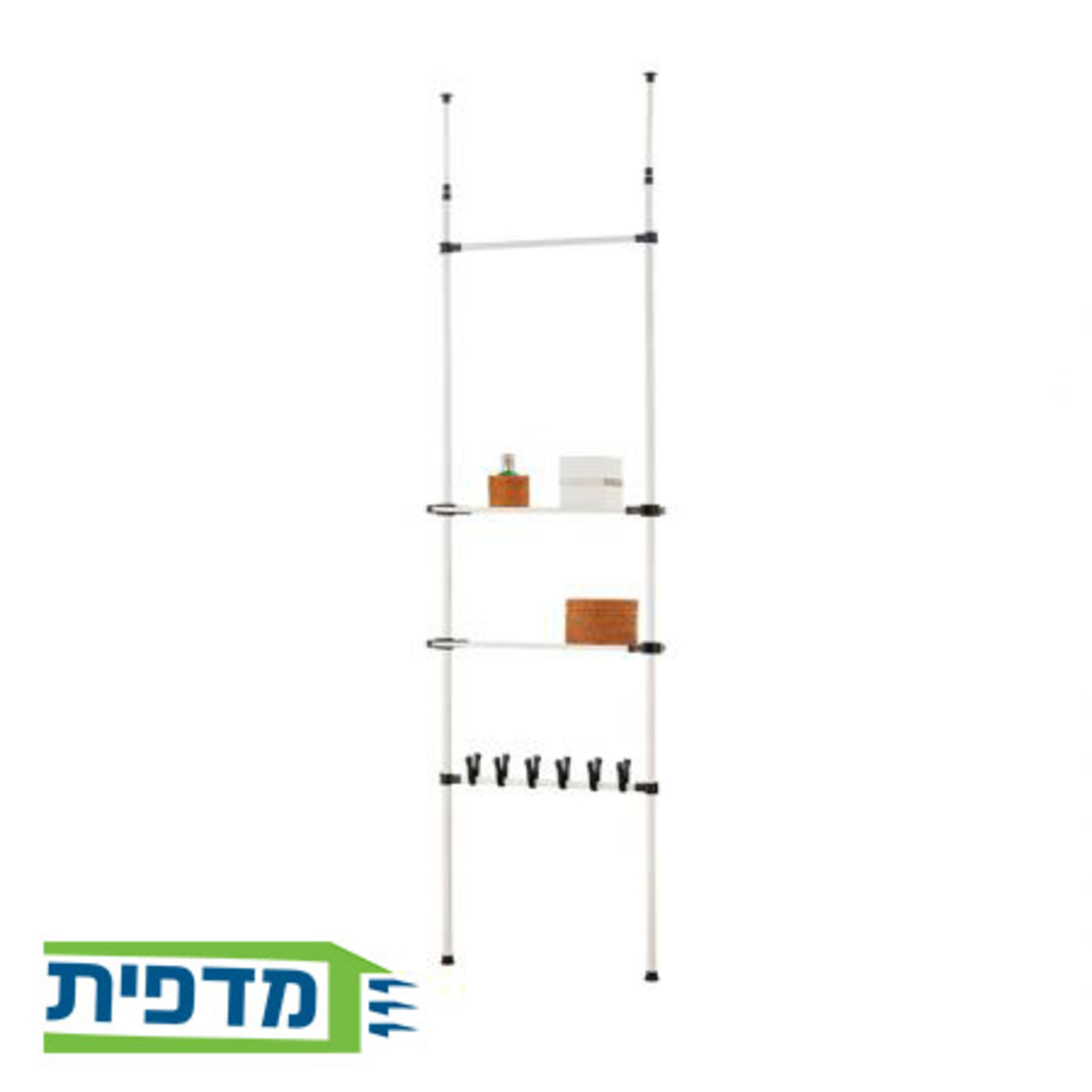 סט מדפים טלסקופי בשילוב מתקן נעליים ותליה