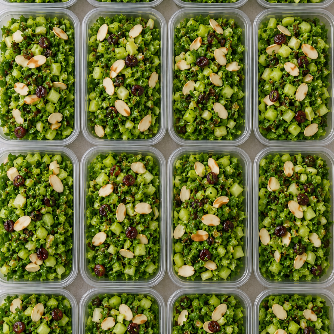 Celery and greens with cranberries and almonds