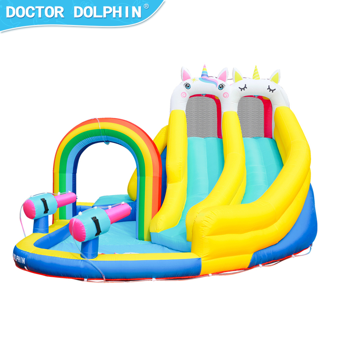 מתנפח מגלשה+בריכה חדקרן Doctor Dolphin 73041