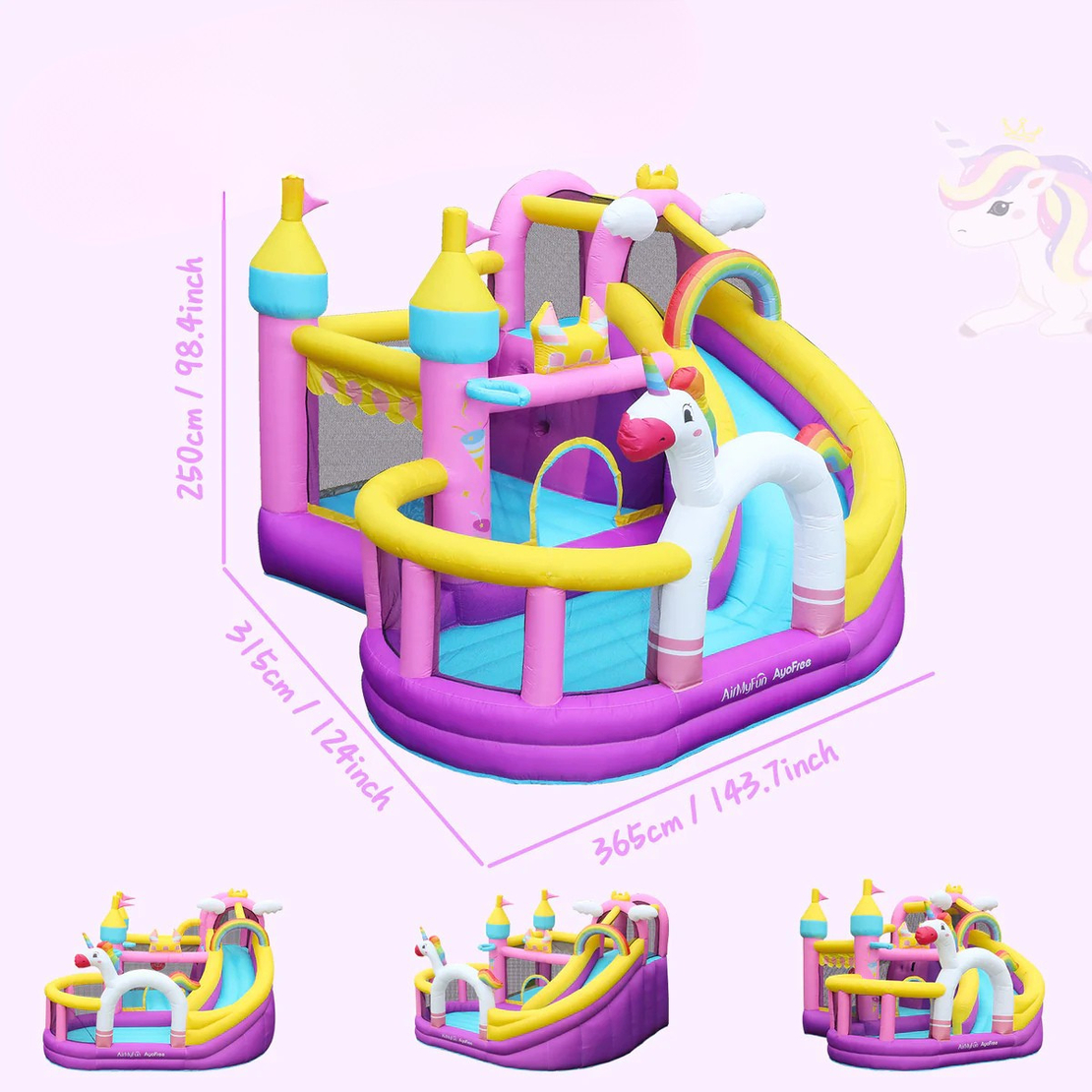 מתנפח מגלשות ובריכה חדקרן Doctor Dolphin 82104