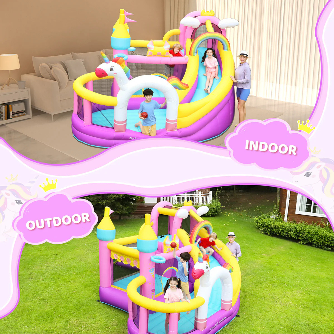מתנפח מגלשות ובריכה חדקרן Doctor Dolphin 82104