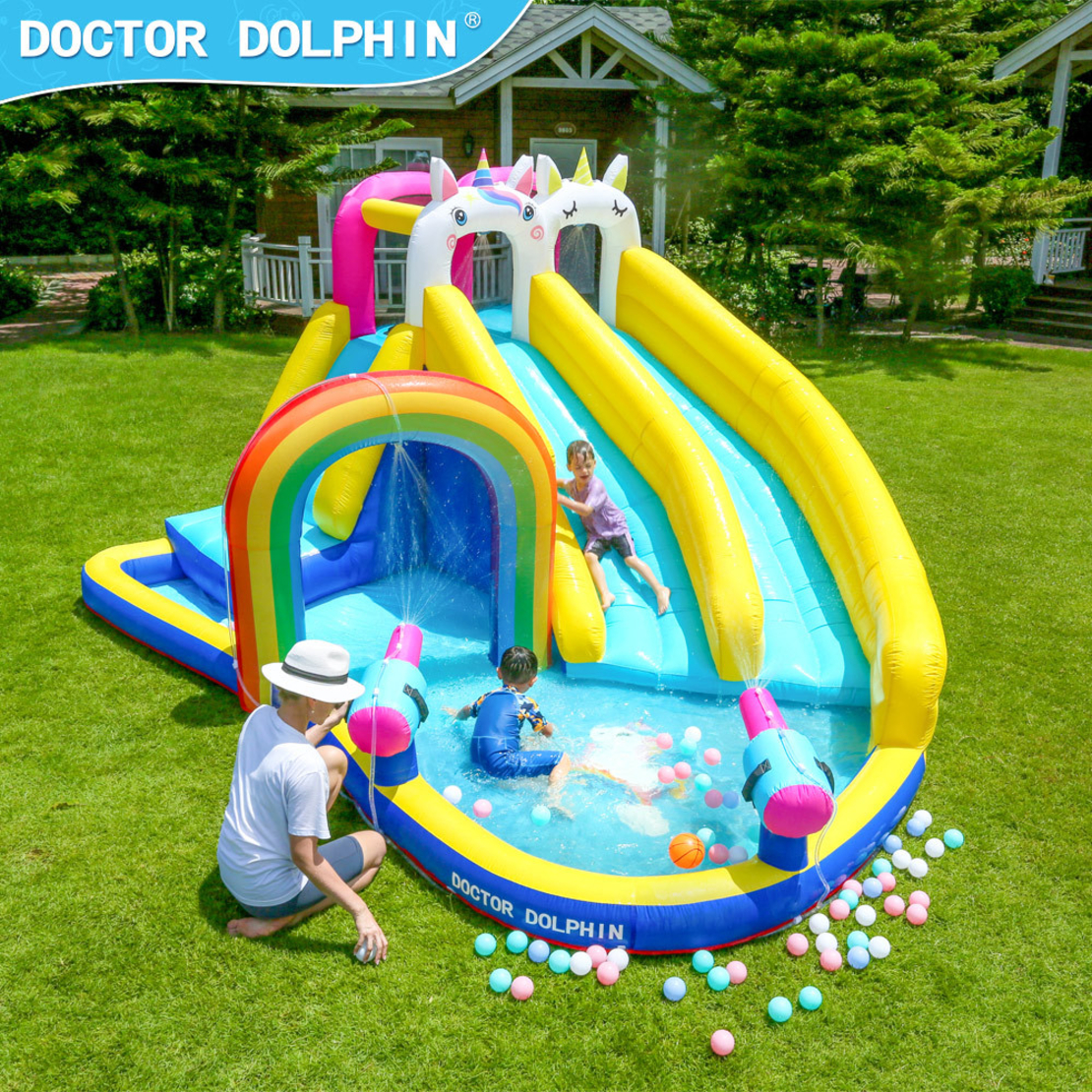 מתנפח מגלשה+בריכה חדקרן Doctor Dolphin 73041