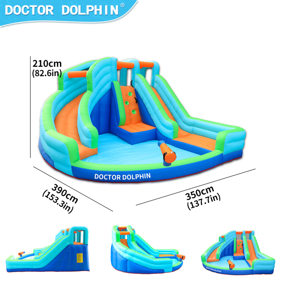 מתנפח בריכה+מגלשה Doctor Dolphin DD73002