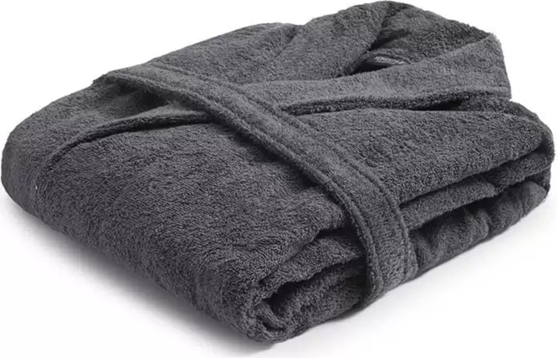 חלוק רחצה למבוגרים 100% כותנה צבע אפור כהה