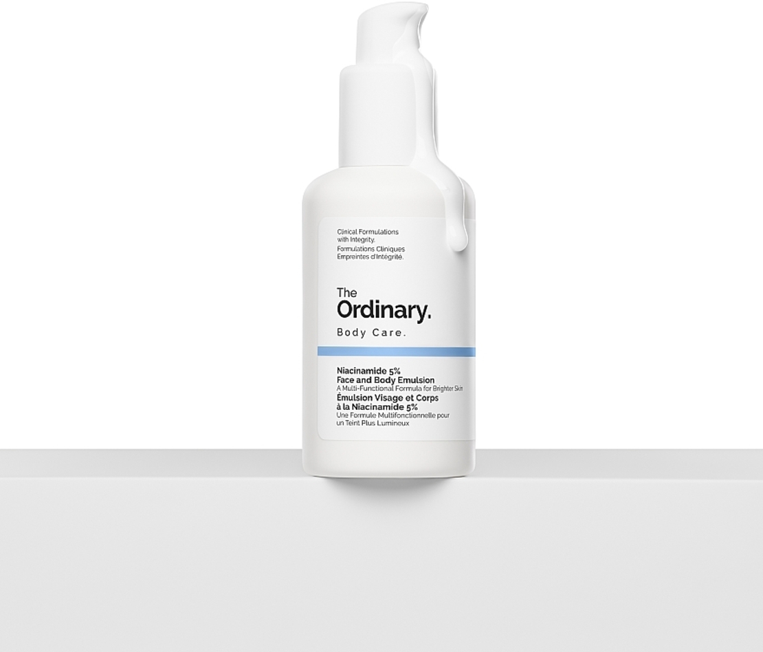 The Ordinary Niacinamide 5% Face and Body Emulsion – תחליב ניאצינמיד 5% לפנים ולגוף להבהרה, איחוד גוון וחיזוק העור (100ml