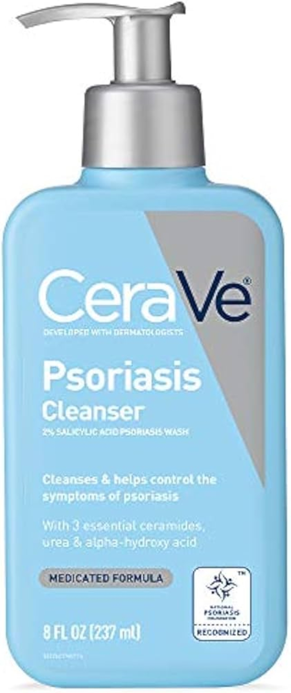 CeraVe Psoriasis Cleanser – ג'ל ניקוי טיפולי להקלה על תסמיני פסוריאזיס, קילוף עדין והרגעת העור (237ml)