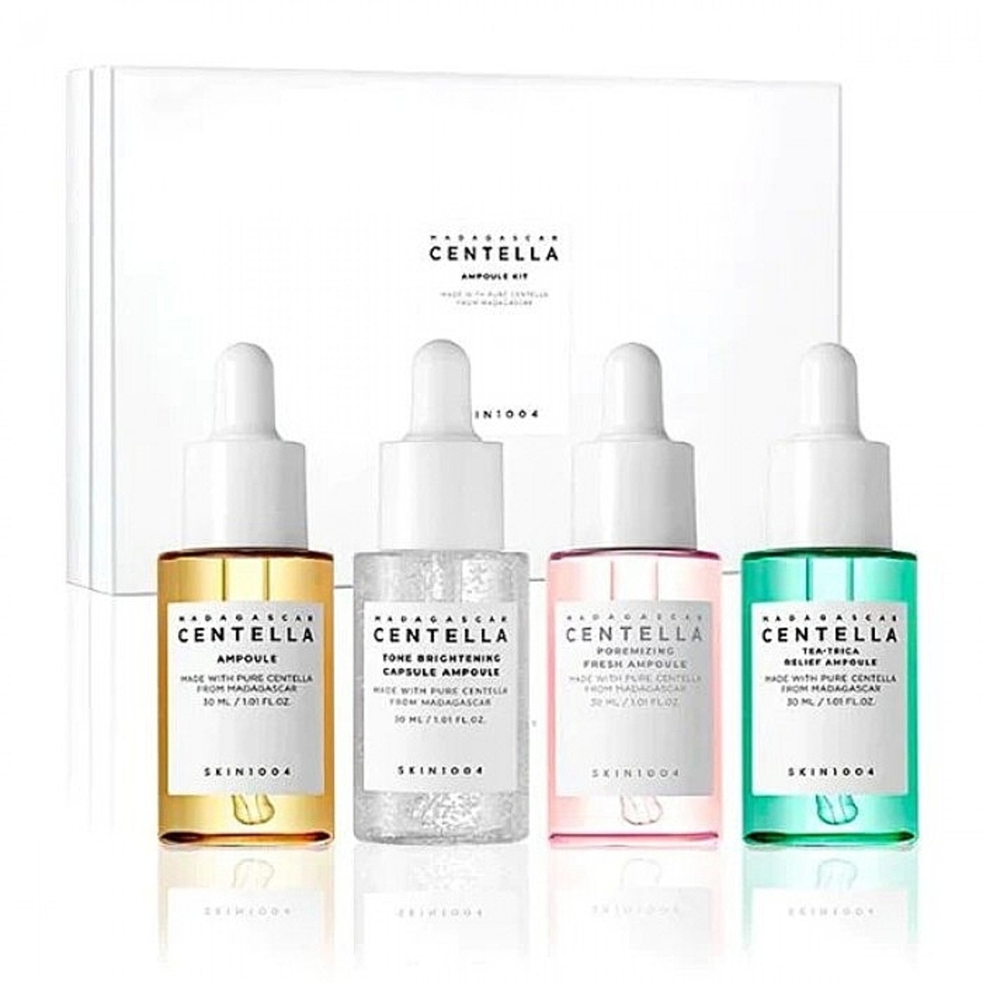 SKIN1004 Madagascar Centella Ampoule Kit – מארז רביעיית אמפולות סנטלה ממדגסקר לטיפול ממוקד (4 x 30 מ
