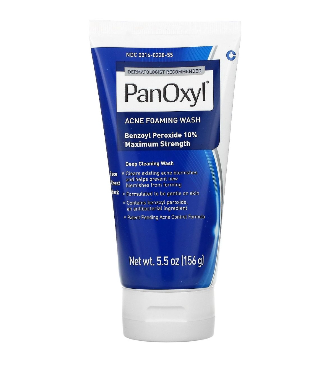PanOxyl Acne Foaming Wash – תרחיץ מקציף לטיפול באקנה (10% בנזואיל פרוקסיד) בחוזק מקסימלי לפנים ולגוף – 156 גרם