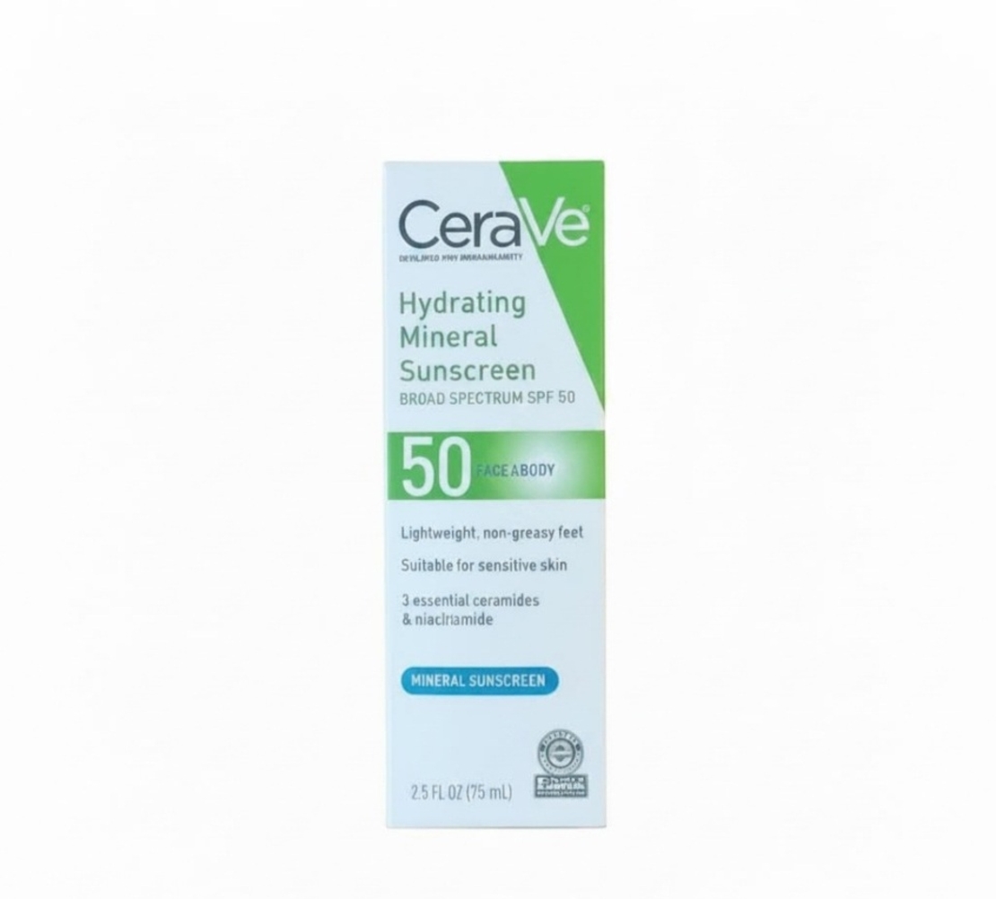 CeraVe Hydrating Mineral Sunscreen SPF 50 Face & Body – קרם הגנה מינרלי מועשר בלחות לפנים ולגוף