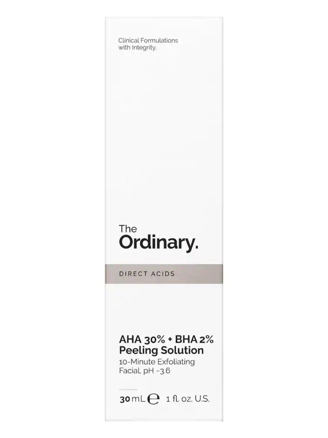 The Ordinary AHA 30% + BHA 2% Peeling Solution – מסכת פילינג עוצמתית לחידוש מרקם העור, הבהרה וניקוי עמוק (30ml)