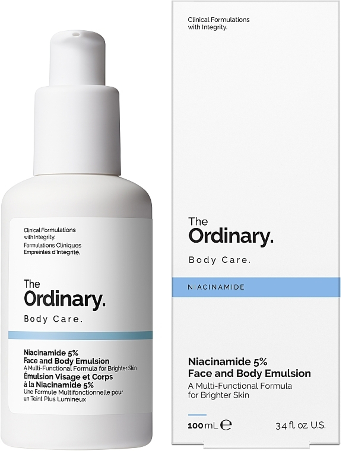 The Ordinary Niacinamide 5% Face and Body Emulsion – תחליב ניאצינמיד 5% לפנים ולגוף להבהרה, איחוד גוון וחיזוק העור (100ml