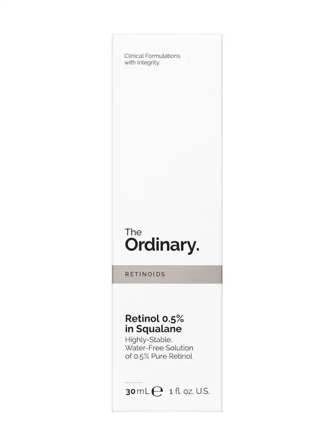 The Ordinary Retinol 0.5% in Squalane – סרום רטינול טהור לחידוש העור, טשטוש קמטים ושיפור המרקם (30ml)