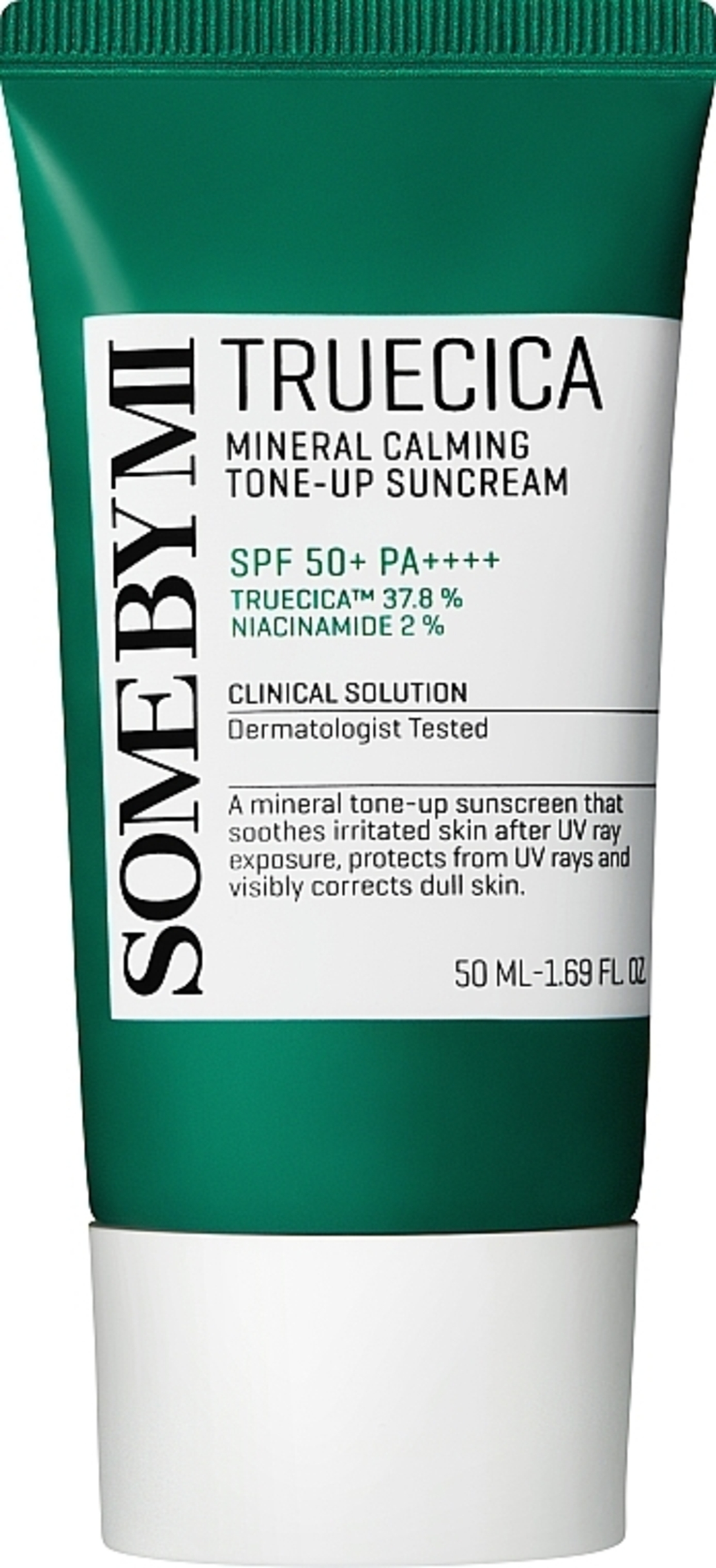 SOME BY MI Truecica Mineral Calming Tone-Up Suncream SPF 50+ PA++++ – קרם הגנה מינרלי משקם ומתקן גוון (50ml)