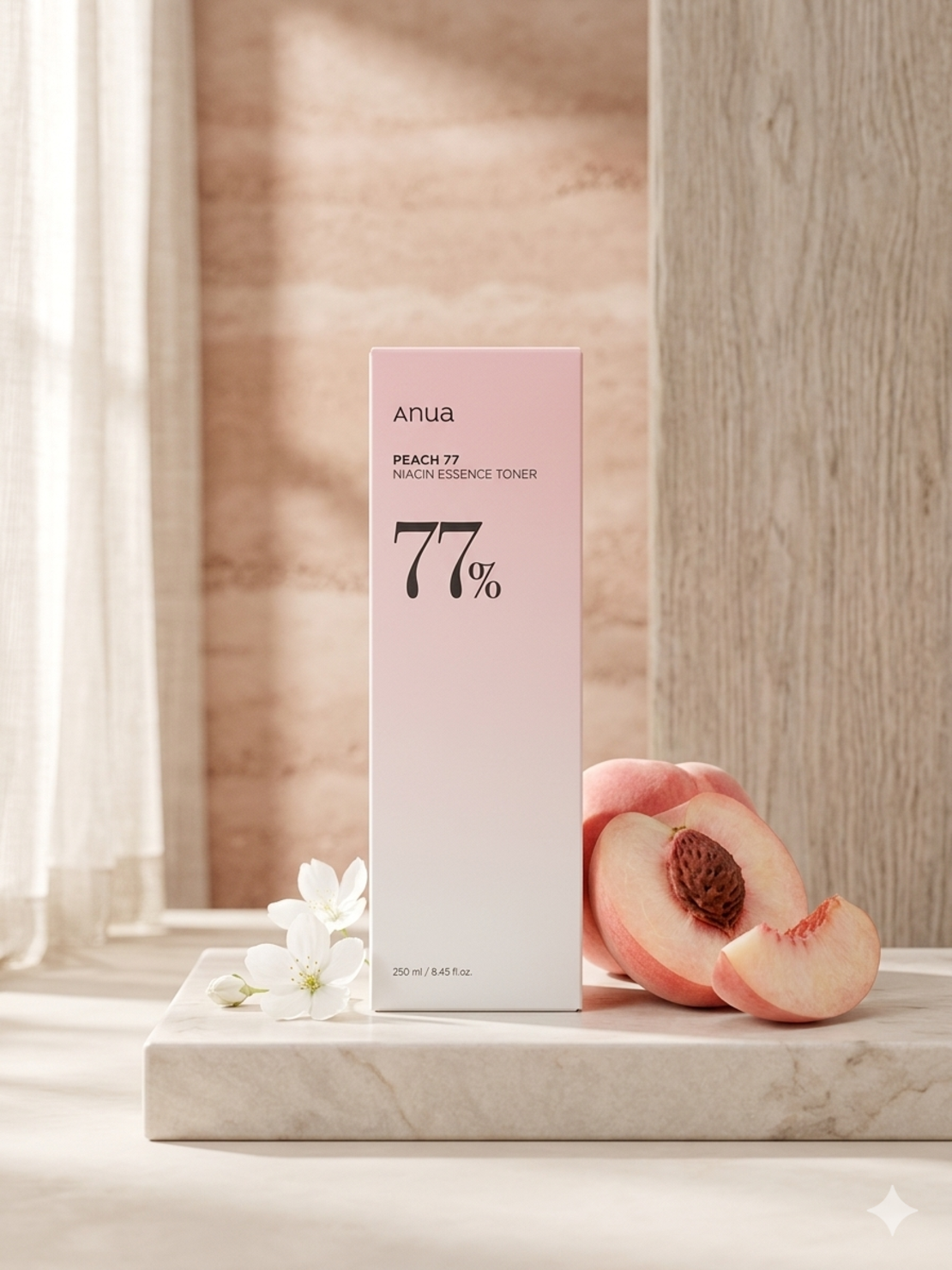 Anua Peach 77 Niacin Essence Toner – טונר-אסנס אפרסק וניאצינמיד למראה עור חלק וזוהר (250ml)