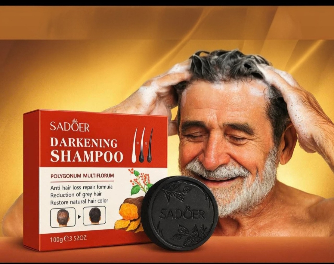 💆‍♂ SADOER Darkening Shampoo - סבון מוצק לשיער עם Polygonum Multiflorum
