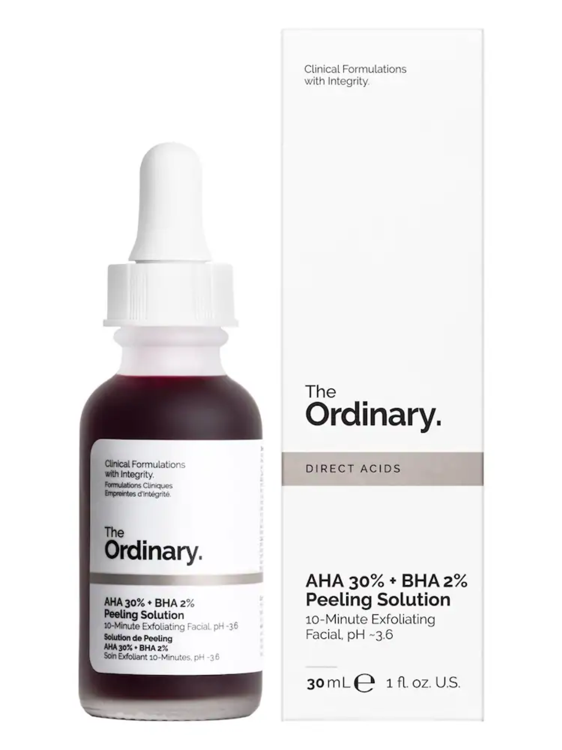 The Ordinary AHA 30% + BHA 2% Peeling Solution – מסכת פילינג עוצמתית לחידוש מרקם העור, הבהרה וניקוי עמוק (30ml)