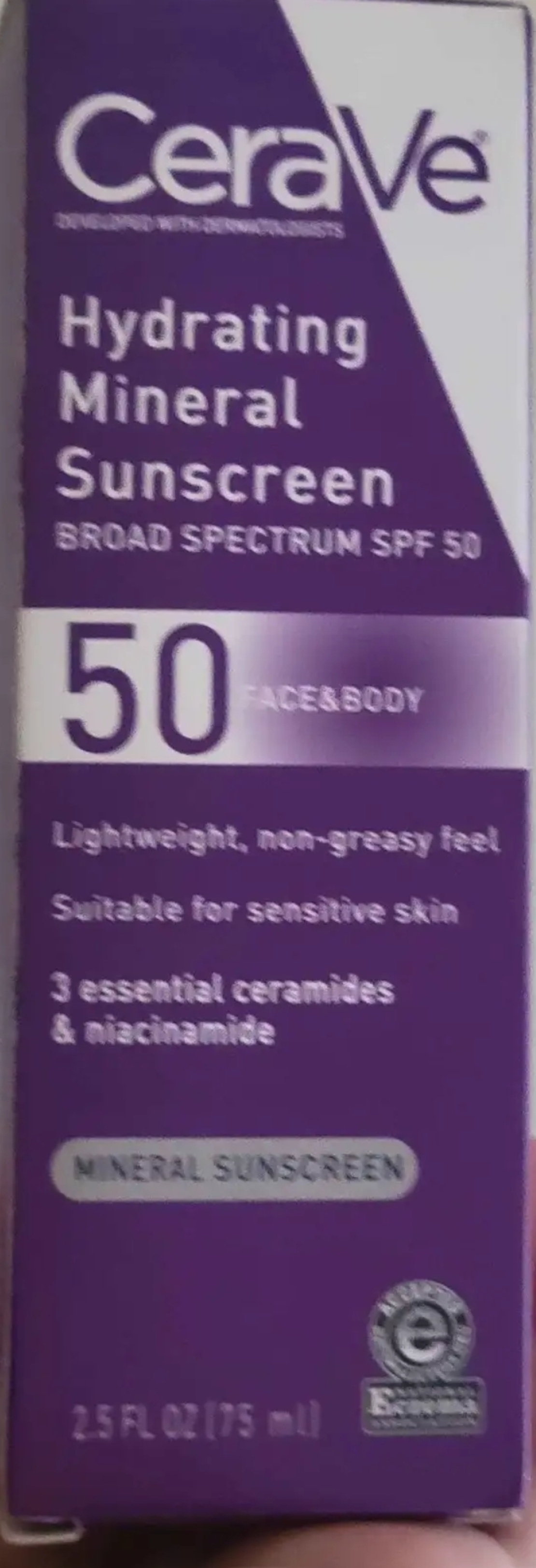 CeraVe Hydrating Mineral Sunscreen SPF 50 Face & Body – קרם הגנה מינרלי לחותי לפנים ולגוף (75 מ