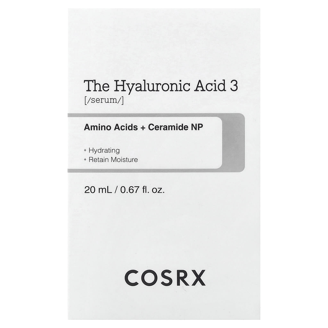 COSRX The Hyaluronic Acid 3 Serum – סרום לחות מרוכז עם חומצה היאלורונית, סרמידים וחומצות אמינו (20ml)