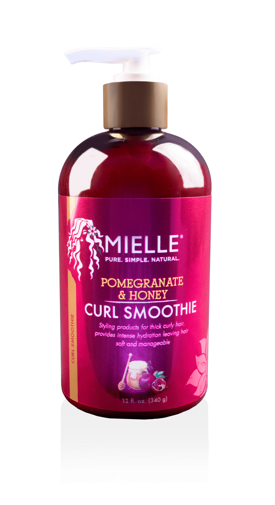 Mielle Pomegranate & Honey Curl Smoothie – קרם עיצוב עשיר (סמודי) רימון ודבש לתלתלים עבים – 340 גרם