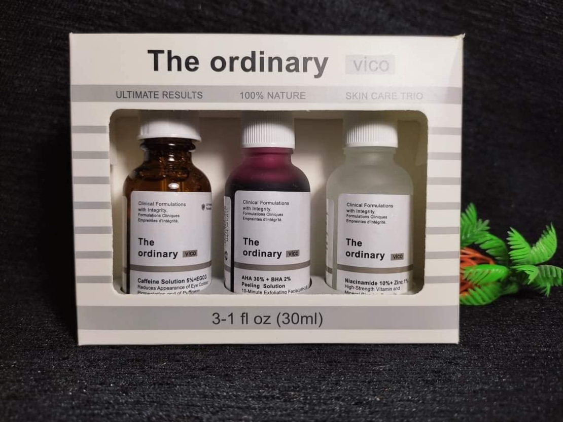 The Ordinary Skin Care Trio – מארז שלישיית מוצרי חובה לעור חלק, קורן וערני (3x30ml)