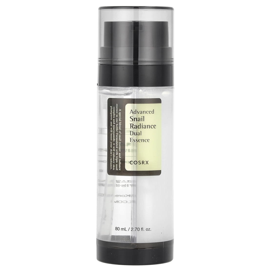 COSRX Advanced Snail Radiance Dual Essence – אסנס כפול לשיקום אינטנסיבי, הארה ומראה עור זוהר (80ml)