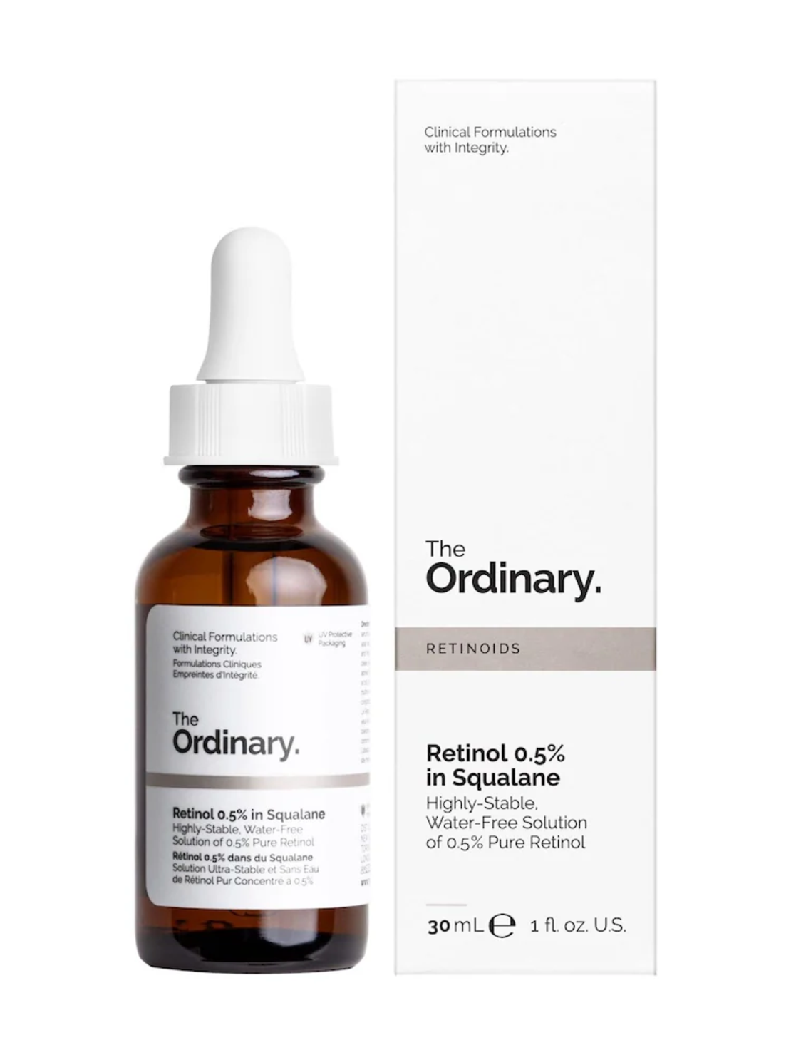 The Ordinary Retinol 0.5% in Squalane – סרום רטינול טהור לחידוש העור, טשטוש קמטים ושיפור המרקם (30ml)