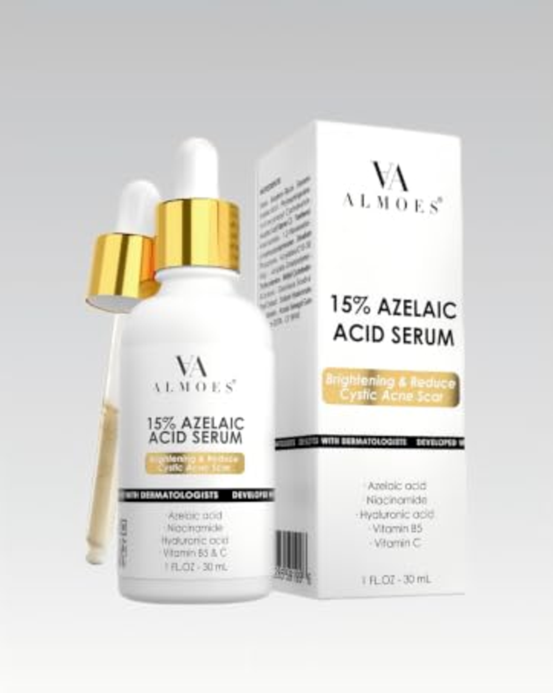 VA ALMOES 15% Azelaic Acid Serum – סרום חומצה אזלאית 15% לטיפול בצלקות אקנה והבהרה (30 מ