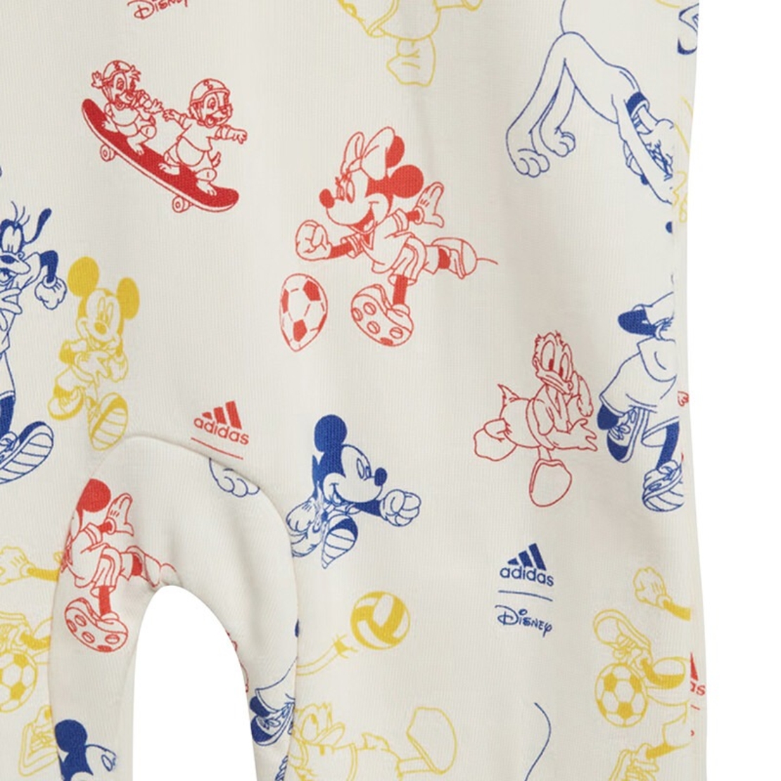 ADIDAS - בגד גוף לתינוקות של Disney Mickey Mouse (לבן גיר/אדום)