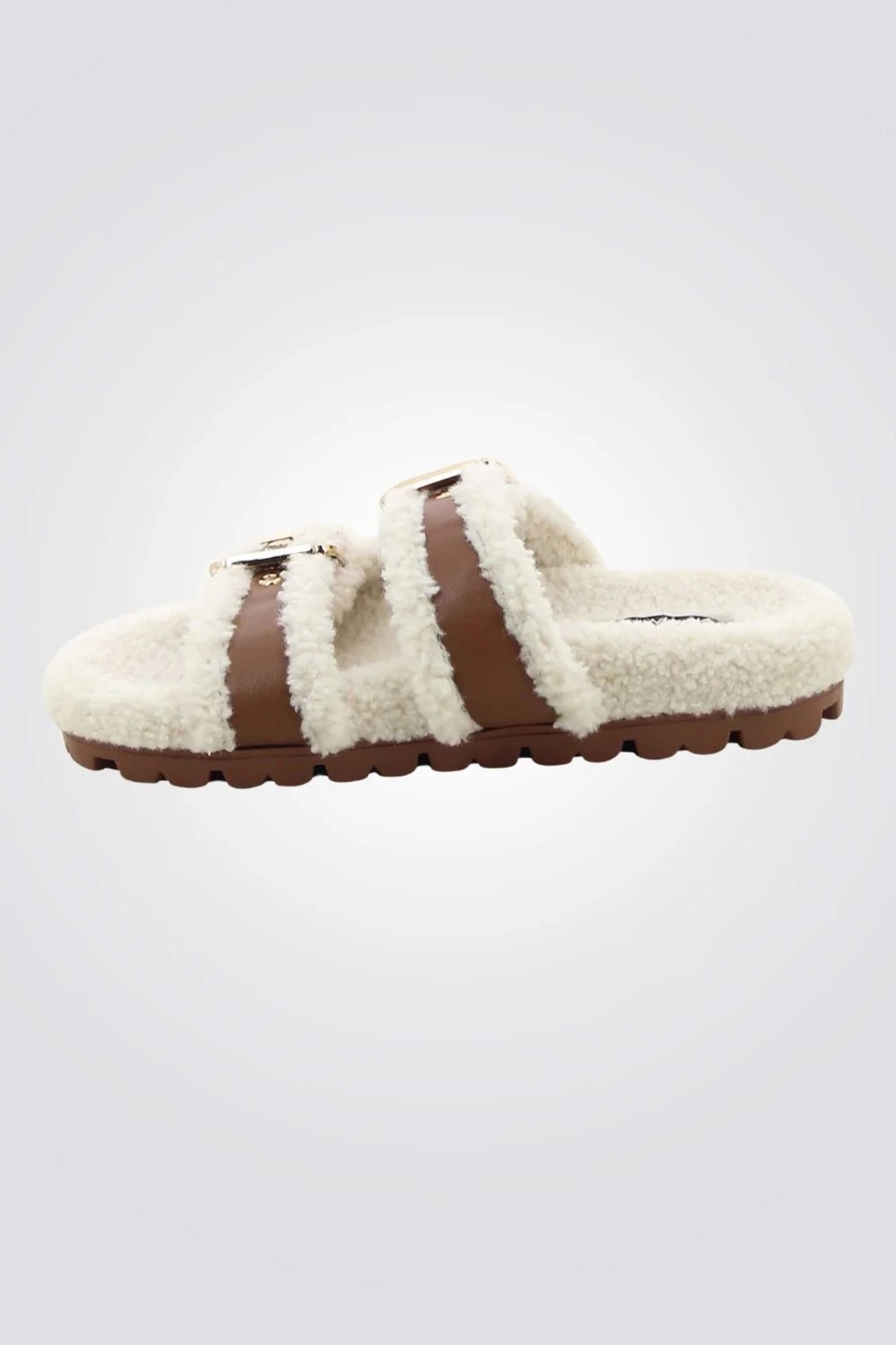 NINE WEST - כפכפי דמוי פרווה לנשים חום