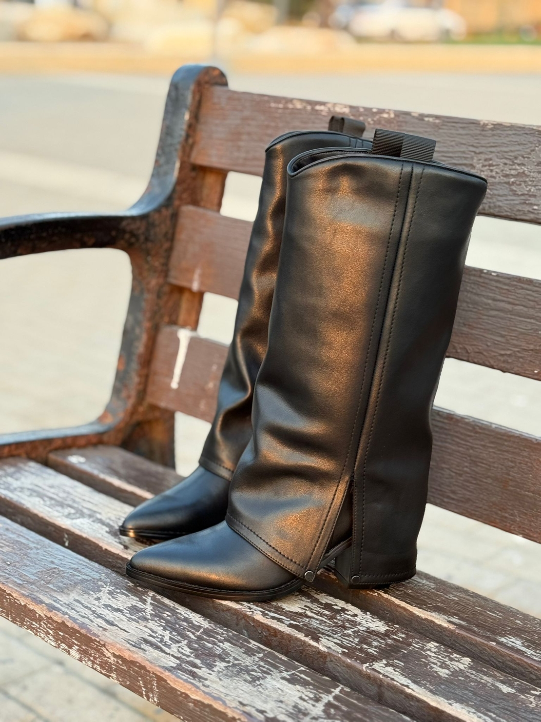 NINE WEST - מגפי בוקרים אלגנטיים בצבע שחור