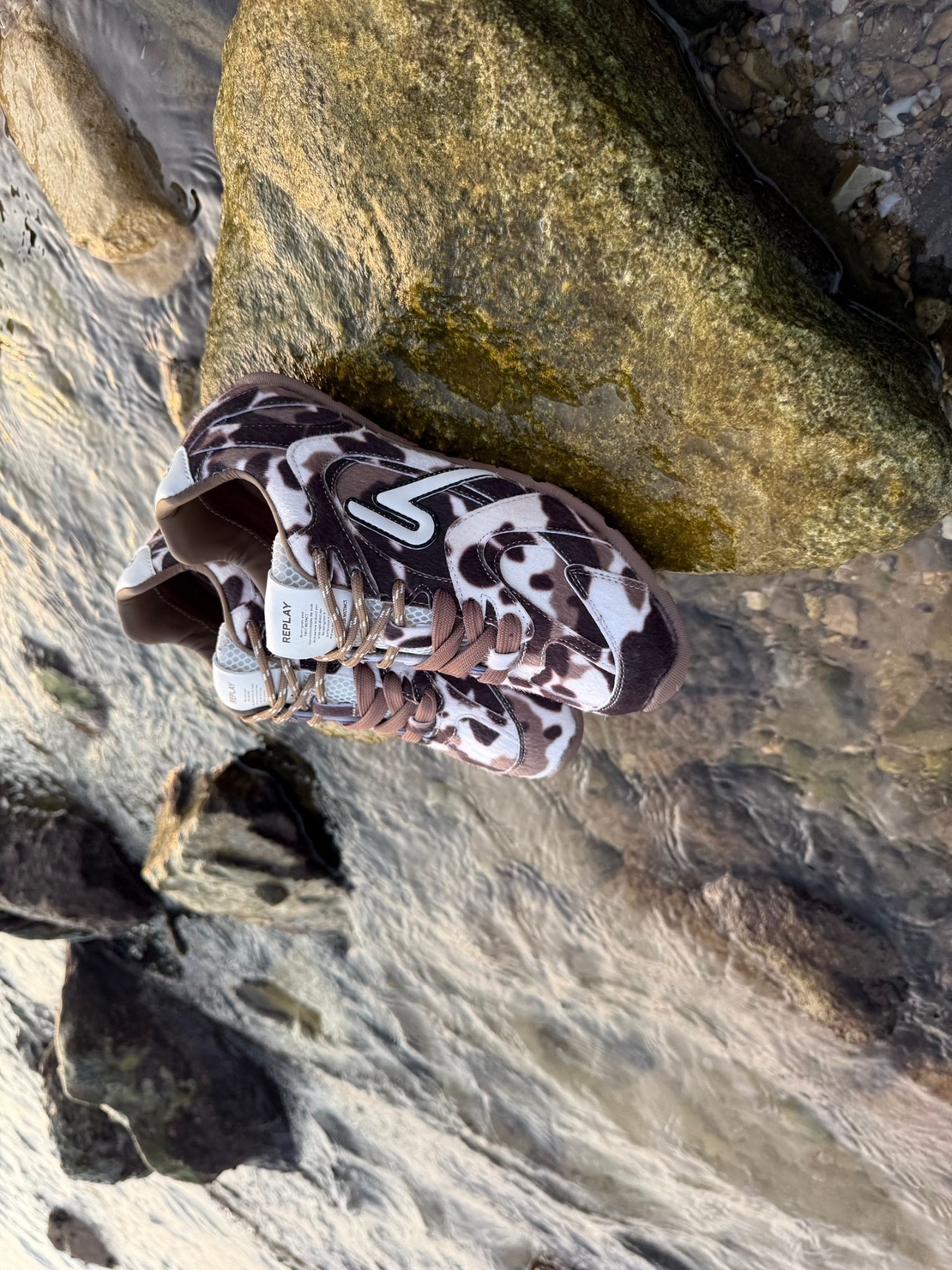 REPLAY - סניקרס לנשים COUNTRY ONE בהדפס מנומר חום